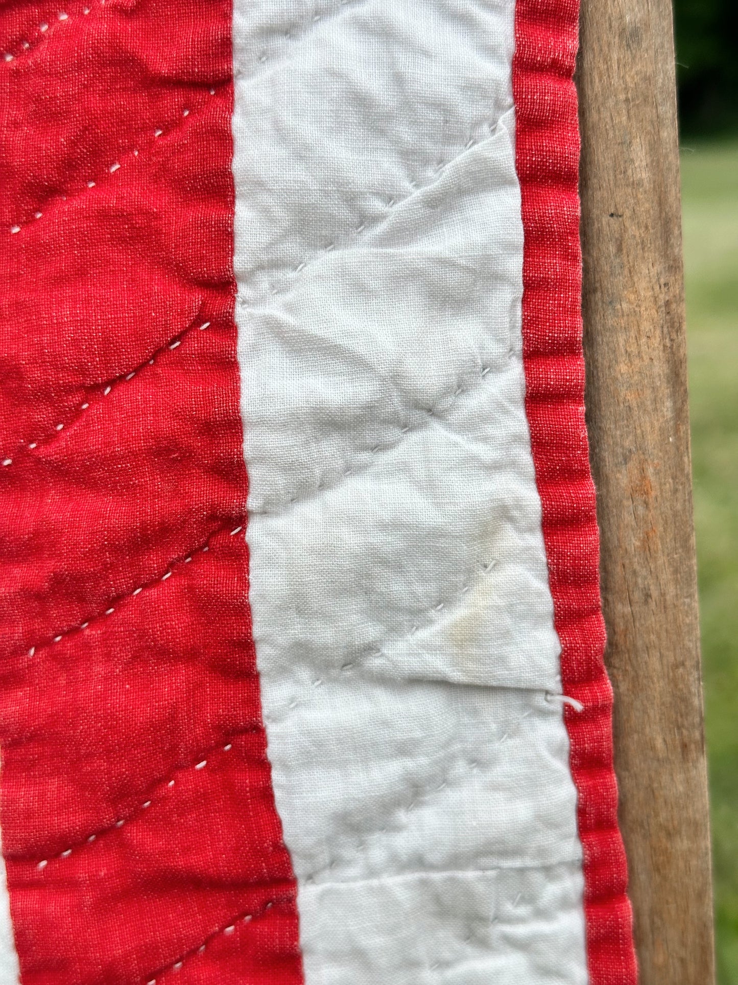 Vintage Red & White Ohio Star Lap Quilt