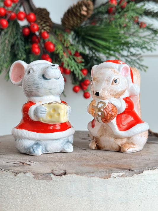 Vintage Mouse & Squirrel Salt and Pepper Shakers, Japan
