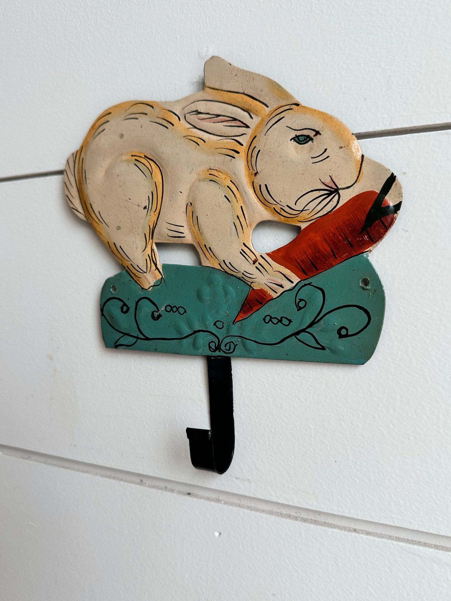 Vintage Tin Bunny Wall Hook