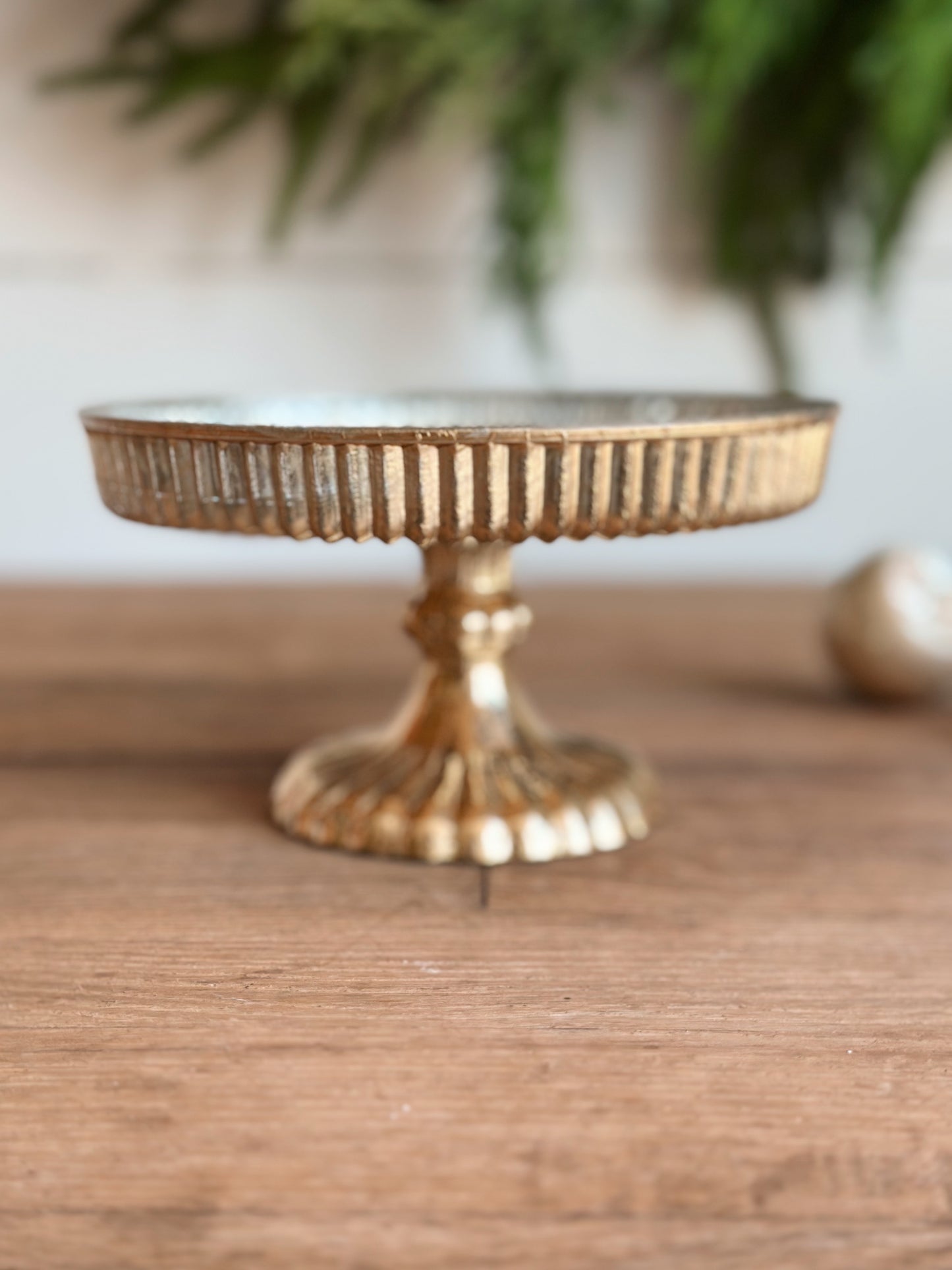 Antiqued Glass Cake/Candle Stand