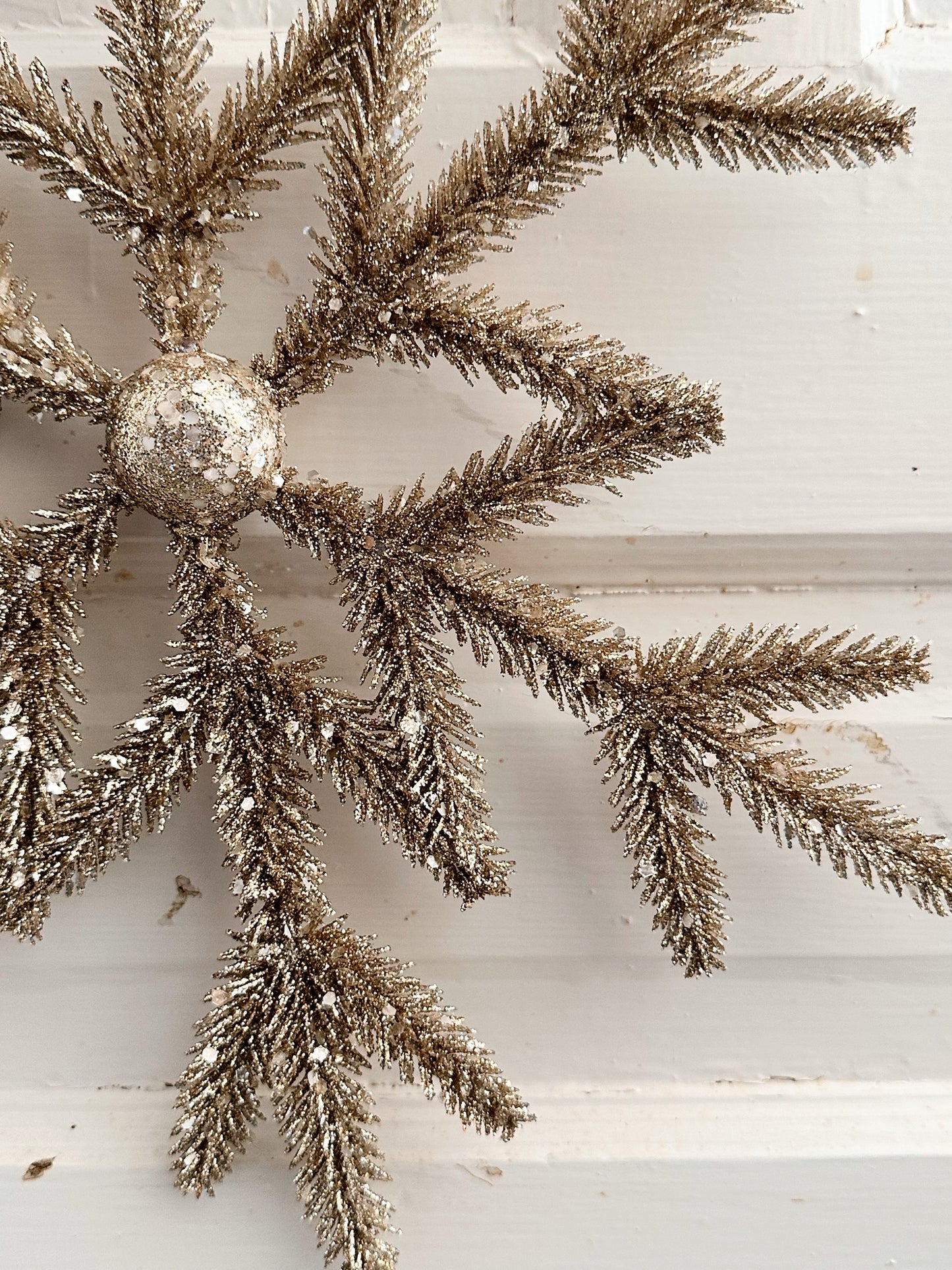 Oversized Platinum Glitter Pine Snowflakes