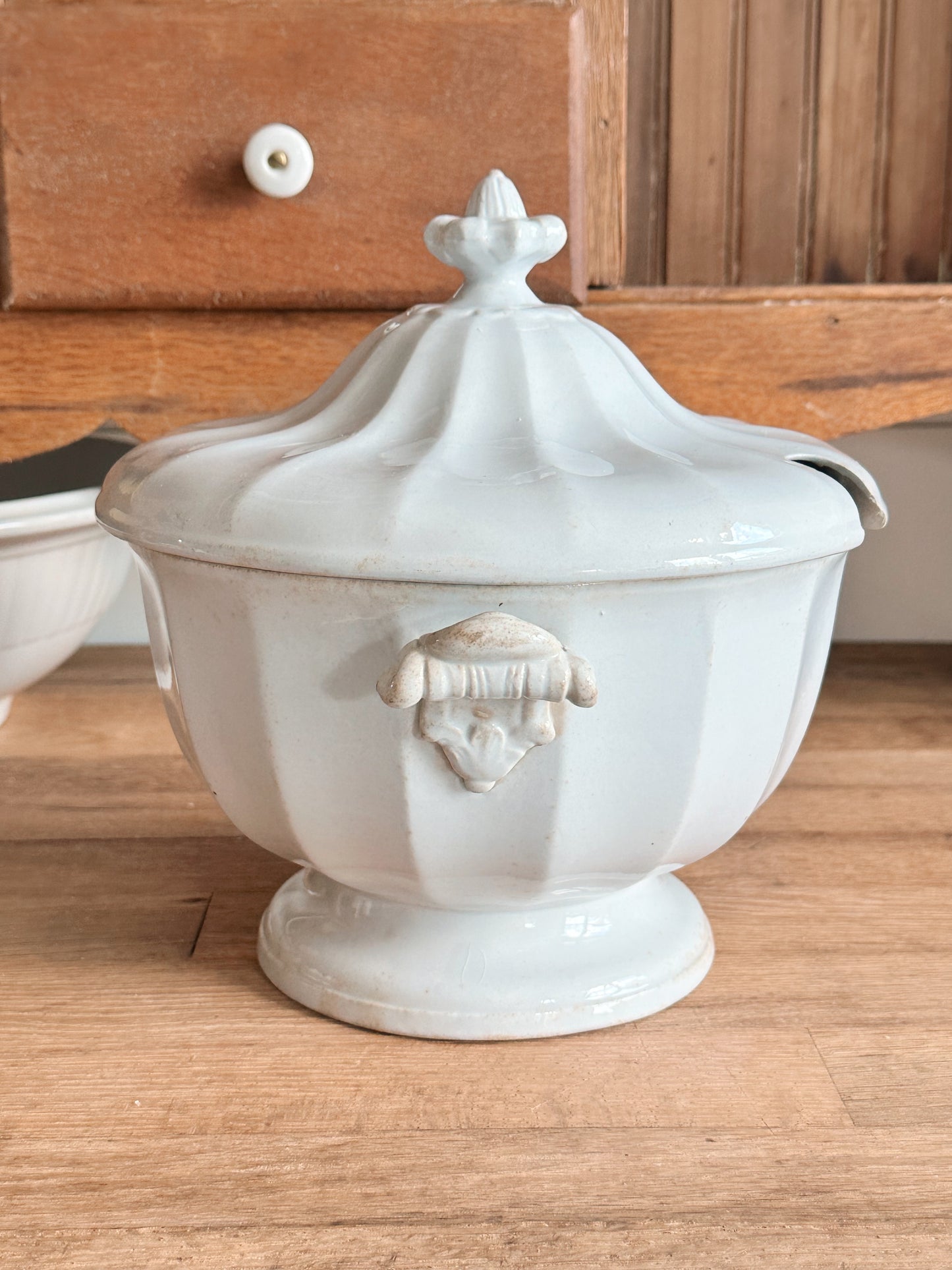 Antique Jacob Furnival Ironstone Punch Bowl & Lid