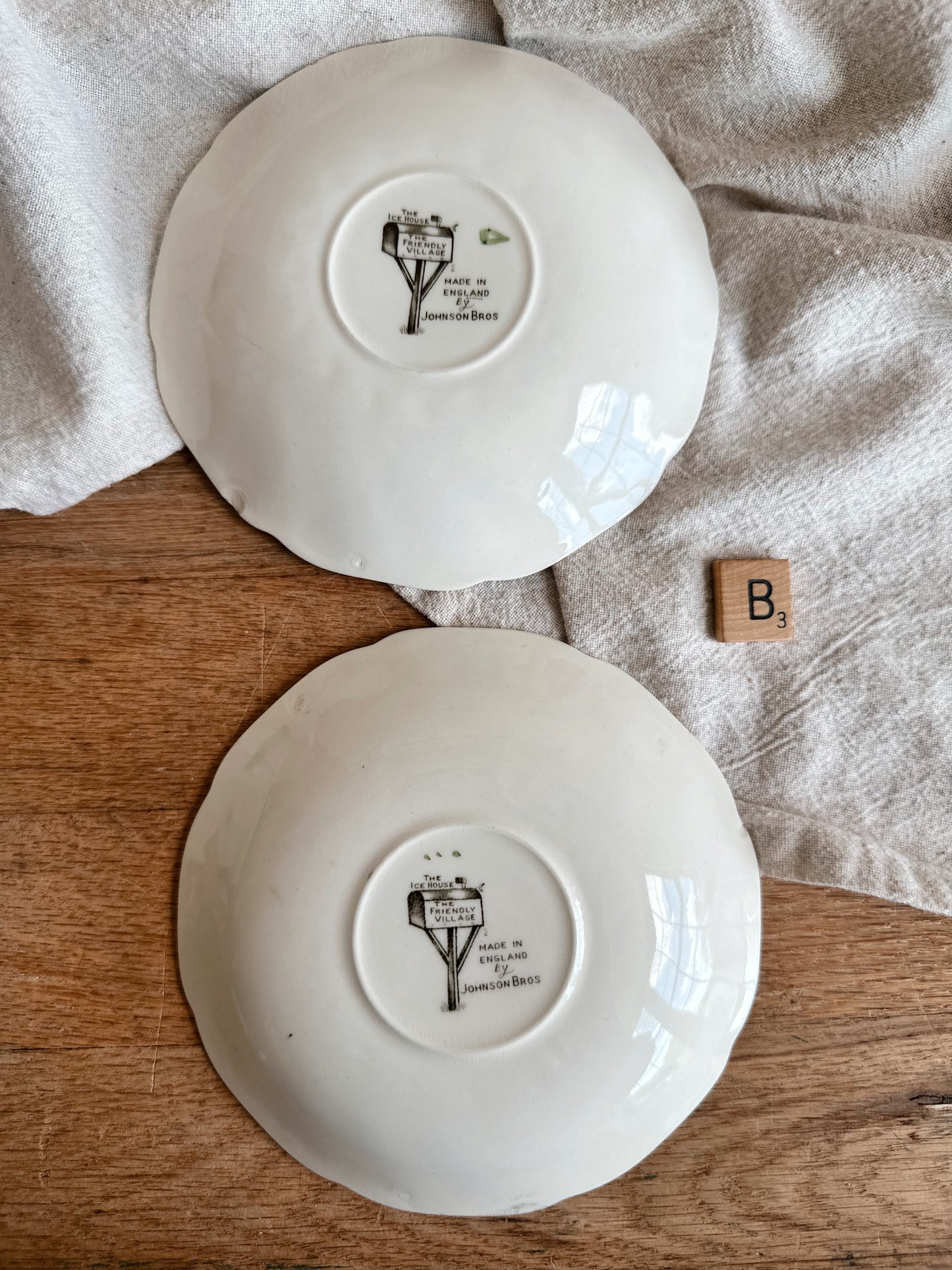 Pair of Johnson Brothers Transferware Saucers