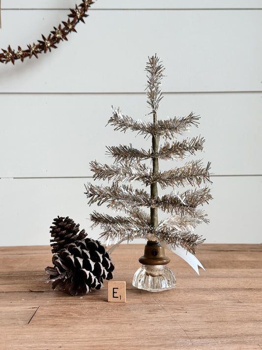 Vintage Glass Knob Tinsel Tree