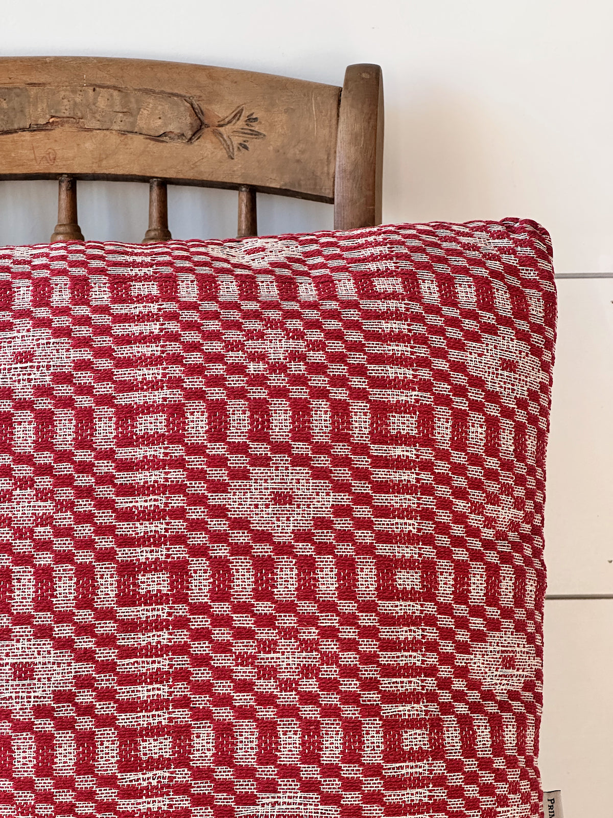 Antique Inspired Red Woven Pillow