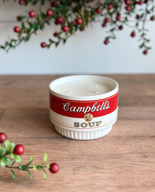 Gingerbread Cookie (new recipe) Vintage Vessel Candle, Campbell’s Soup Bowl