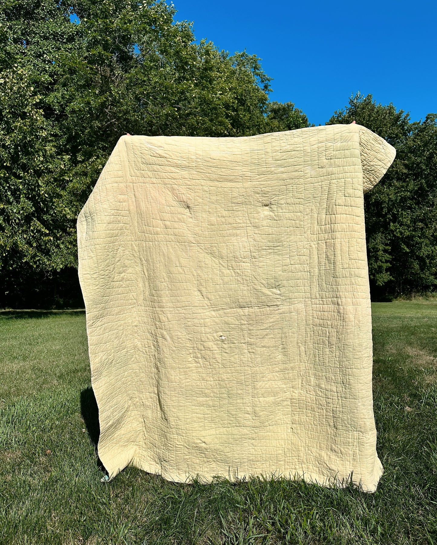 1930s Hand-Quilted Sampler Patchwork Feed Sack Quilt