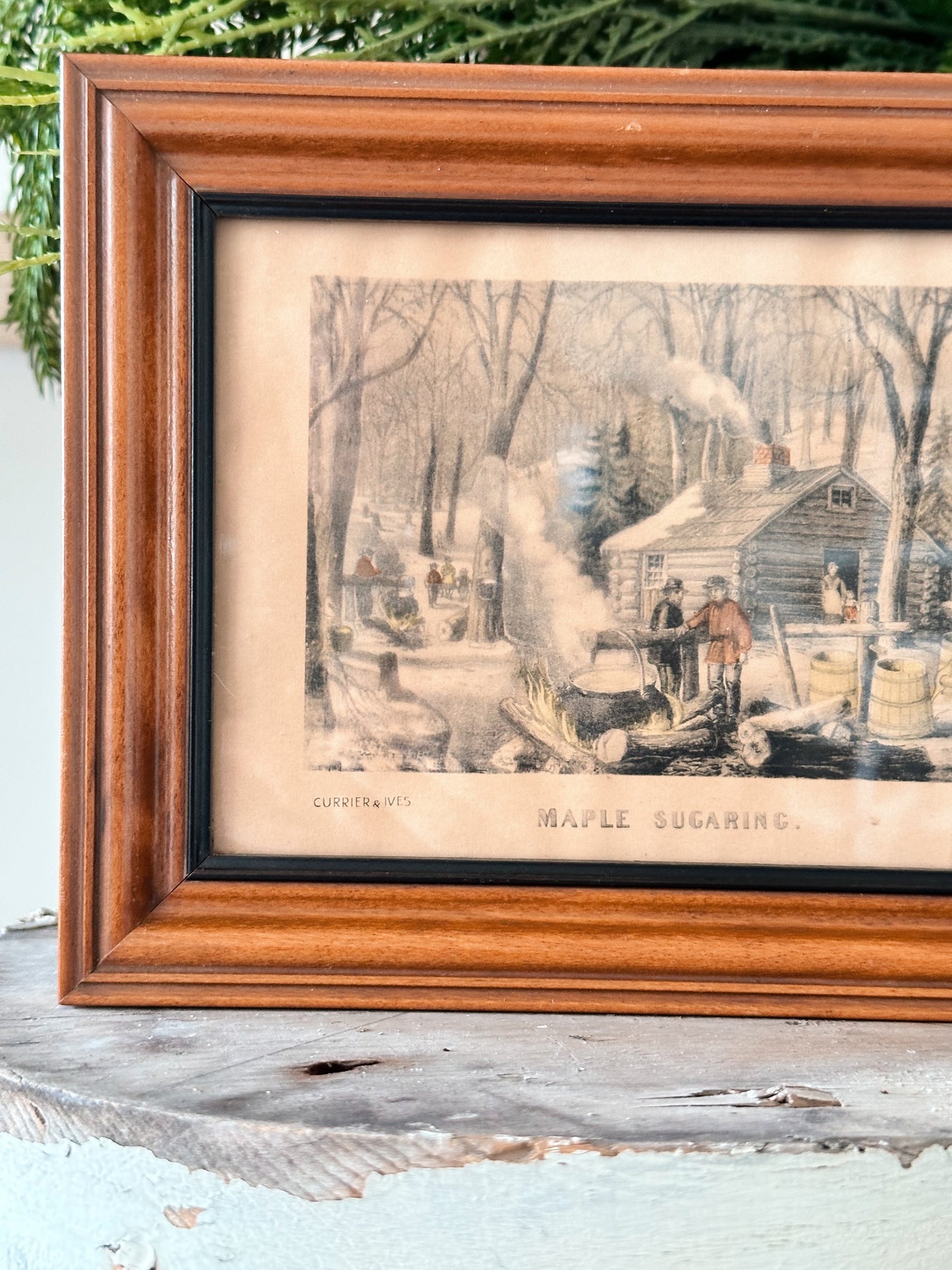 Vintage Currier and Ives, Maple Sugaring