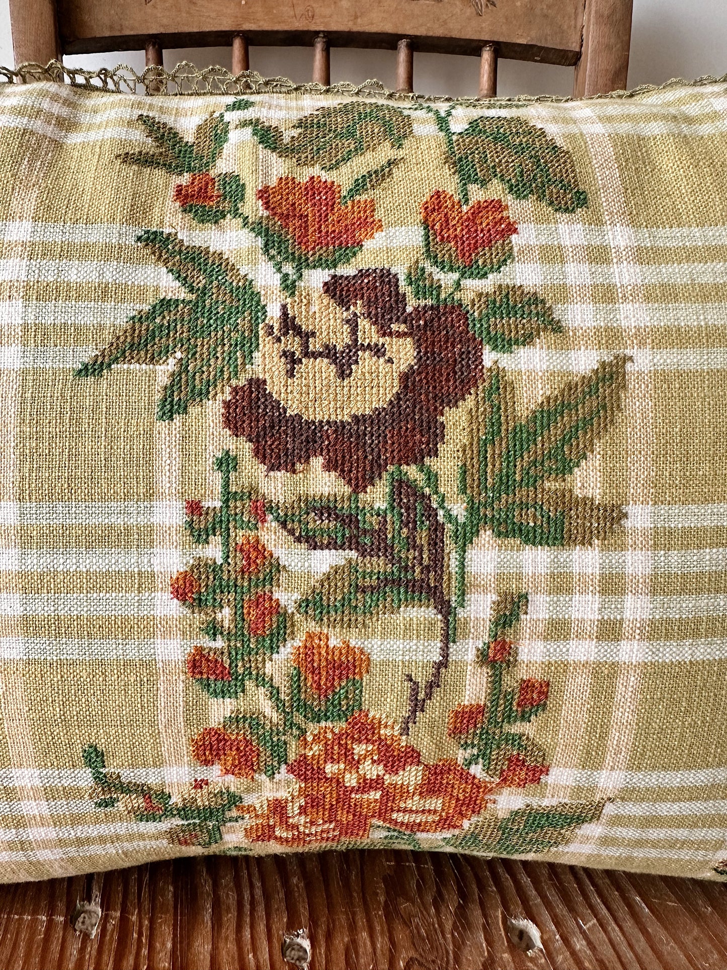 Plaid Needlepoint Pillow