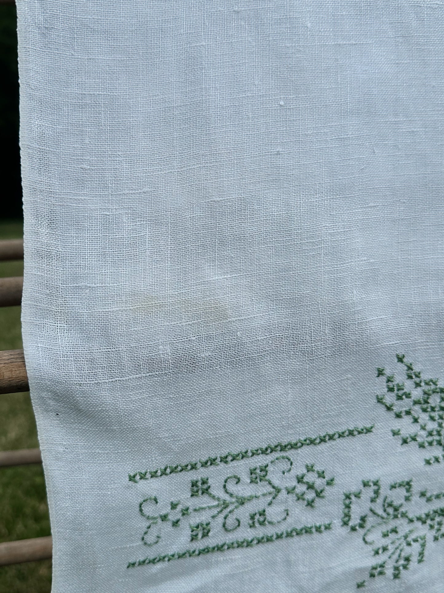 Vintage Cross Stitched Swan Table Runner