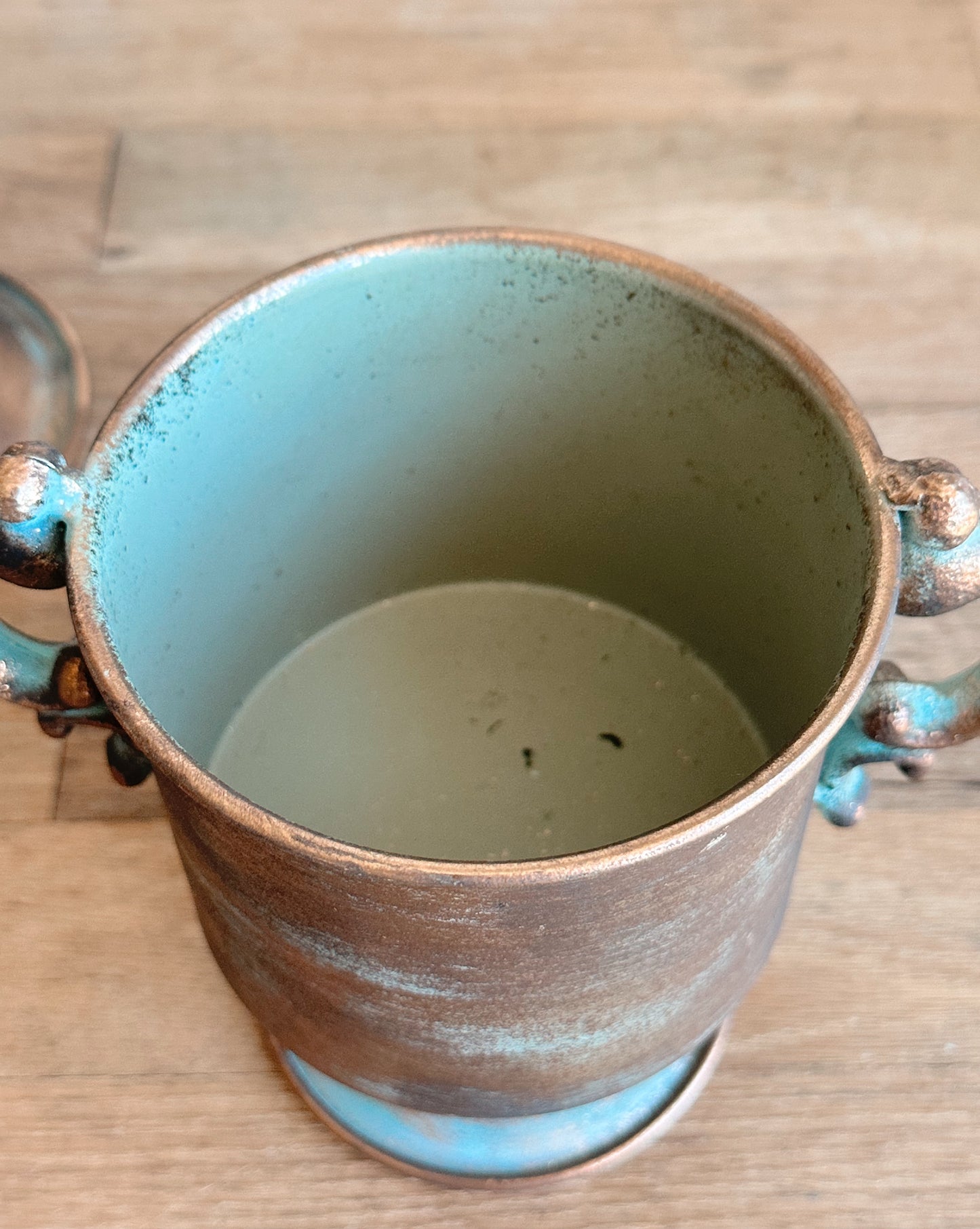 Copper Finish Pedestal Planters