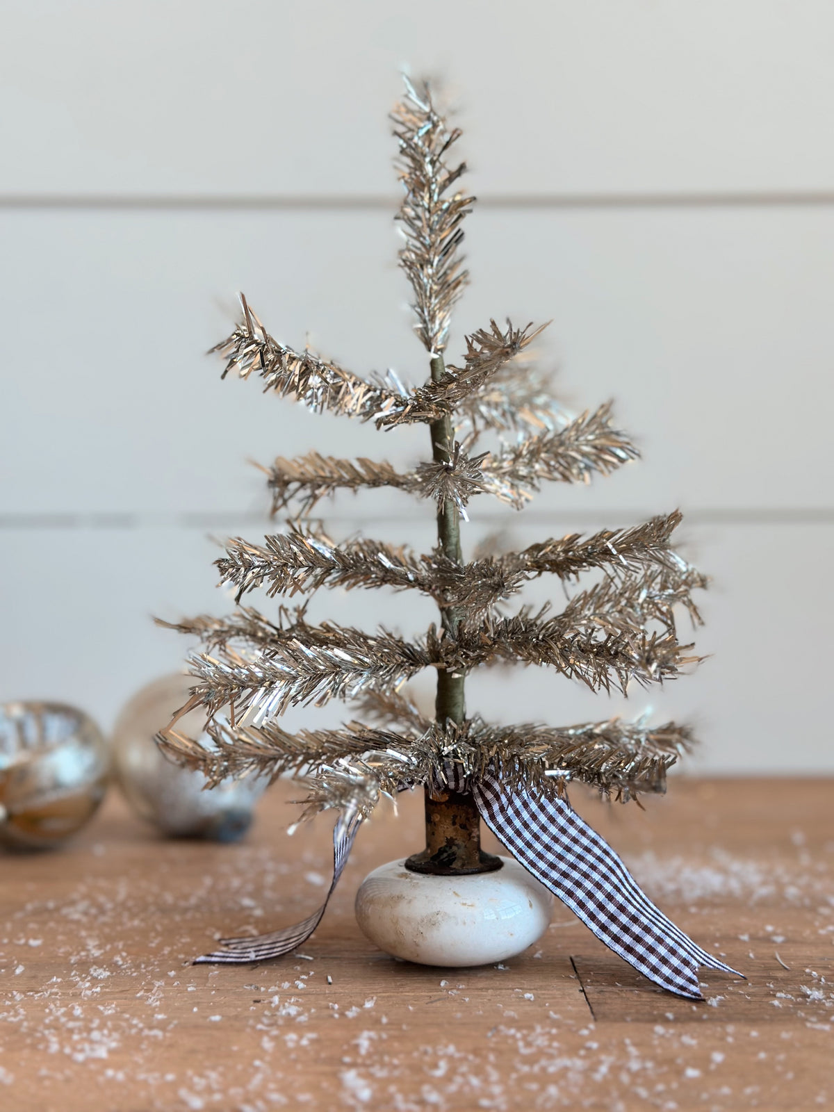 Vintage White Porcelain Knob Tinsel Tree