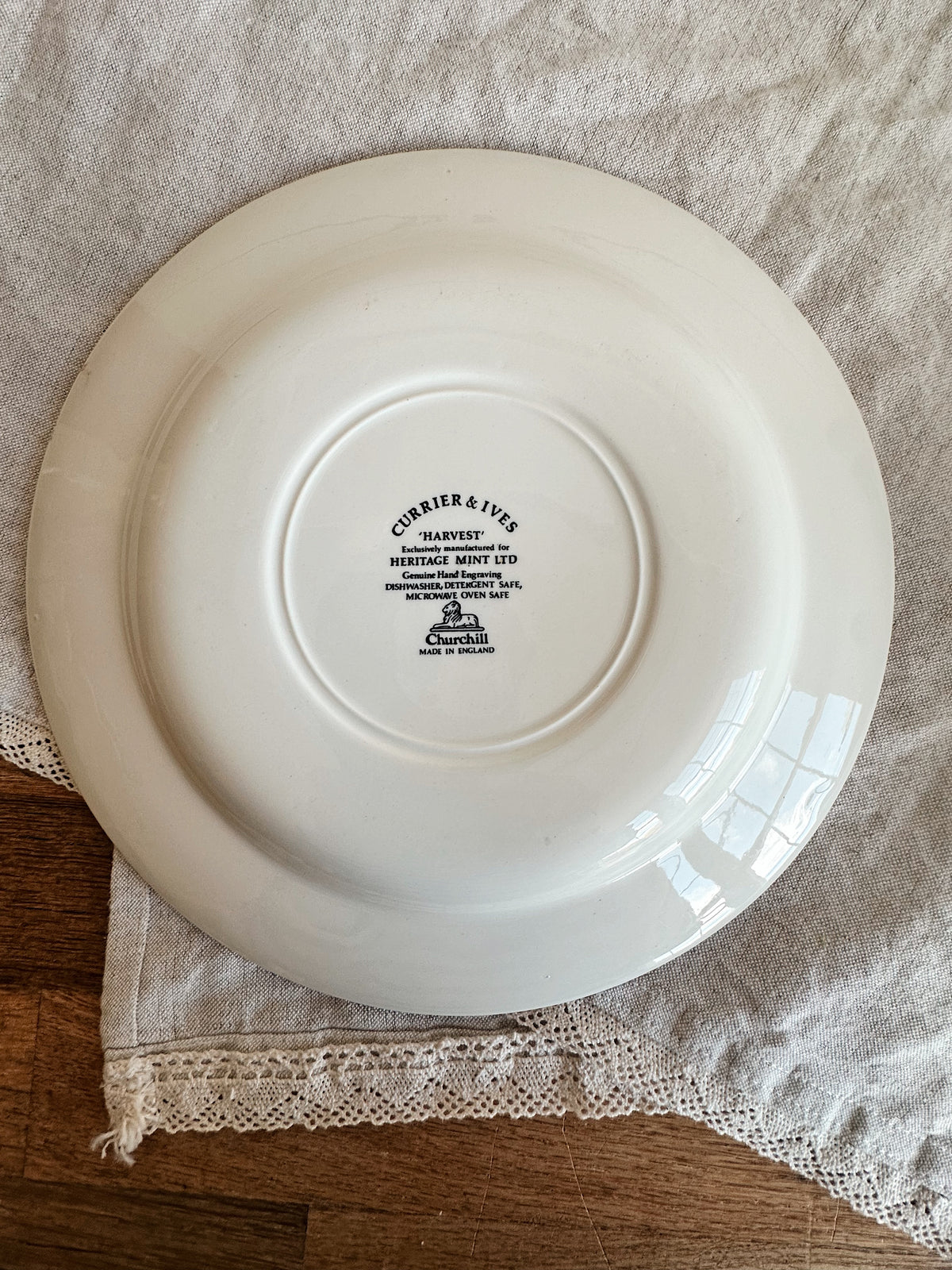 Pair of Vintage Churchill Currier & Ives “Harvest” Dinner Plates