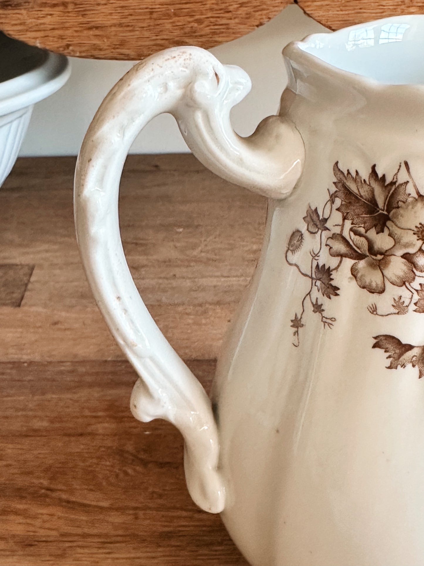 J&G Meakin Brown & White Transferware Ironstone Pitcher