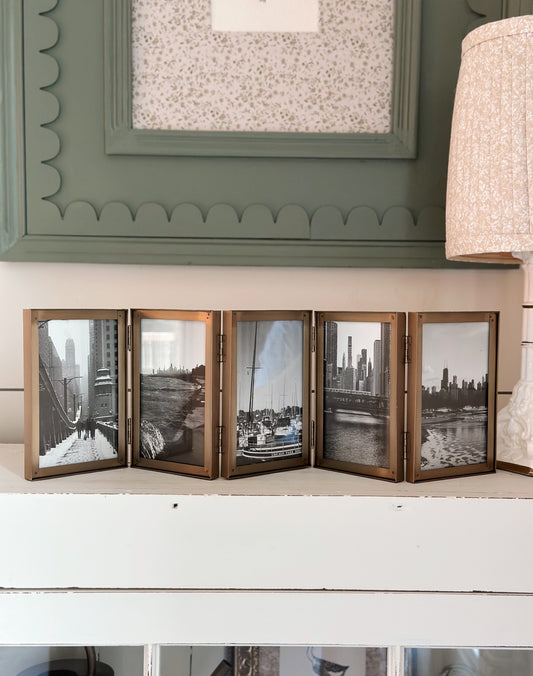 Hinged Golden Brass Photo Frame