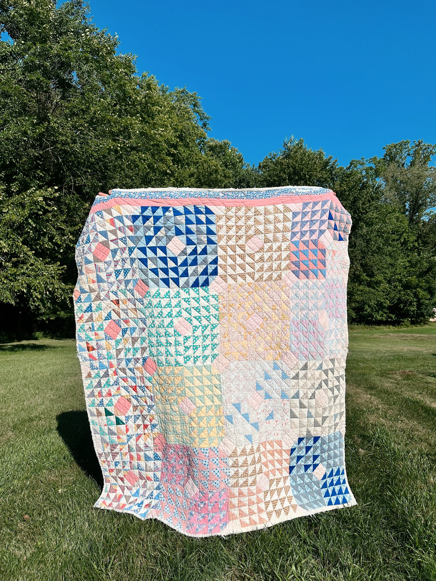 1930s Hand Stitched Patchwork Quilt
