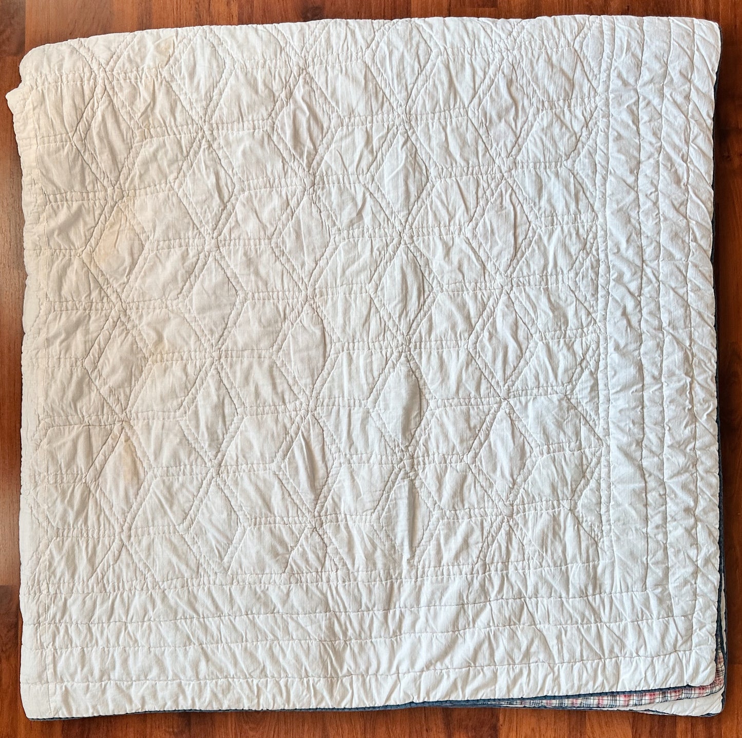 Vintage Hand Quilted Tumbling Blocks Quilt