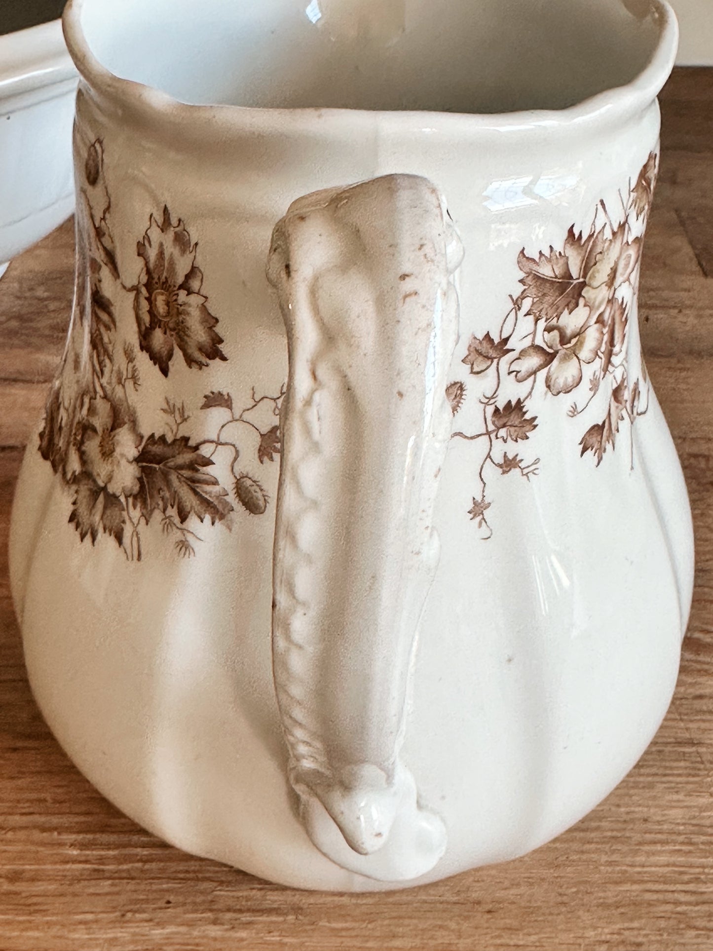 J&G Meakin Brown & White Transferware Ironstone Pitcher