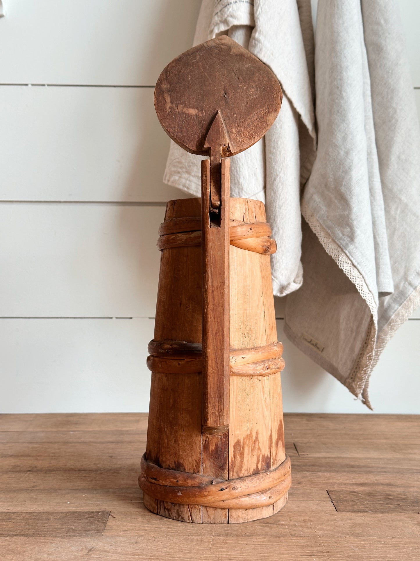 Vintage Folk Art Carved Wood Stein