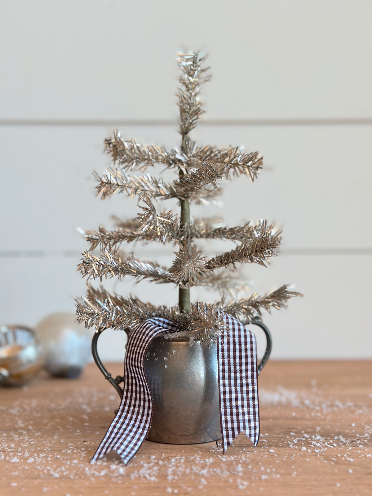Vintage Pewter Sugar Pot Tinsel Tree
