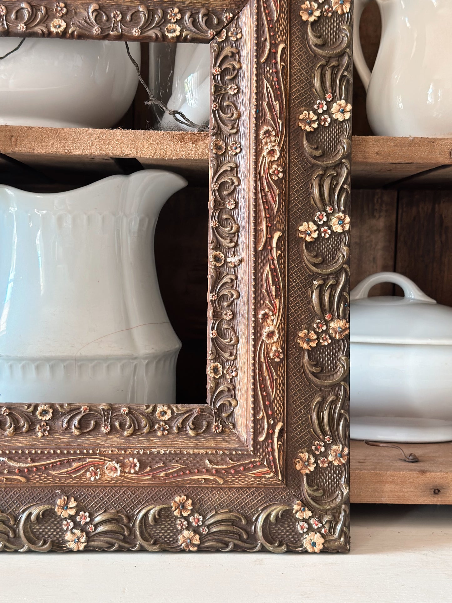 Vintage Floral Wood Frame