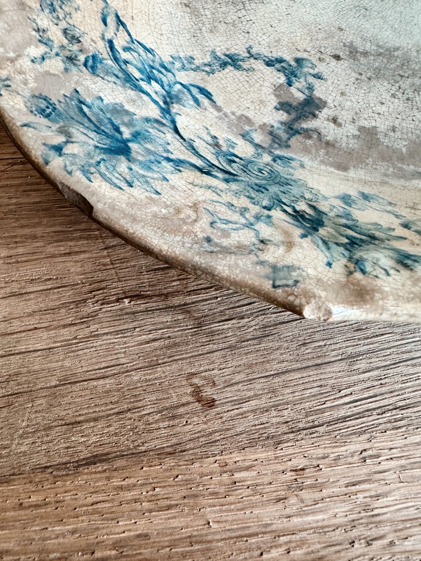 Beautifully Stained Blue & White Transferware Ironstone Platter