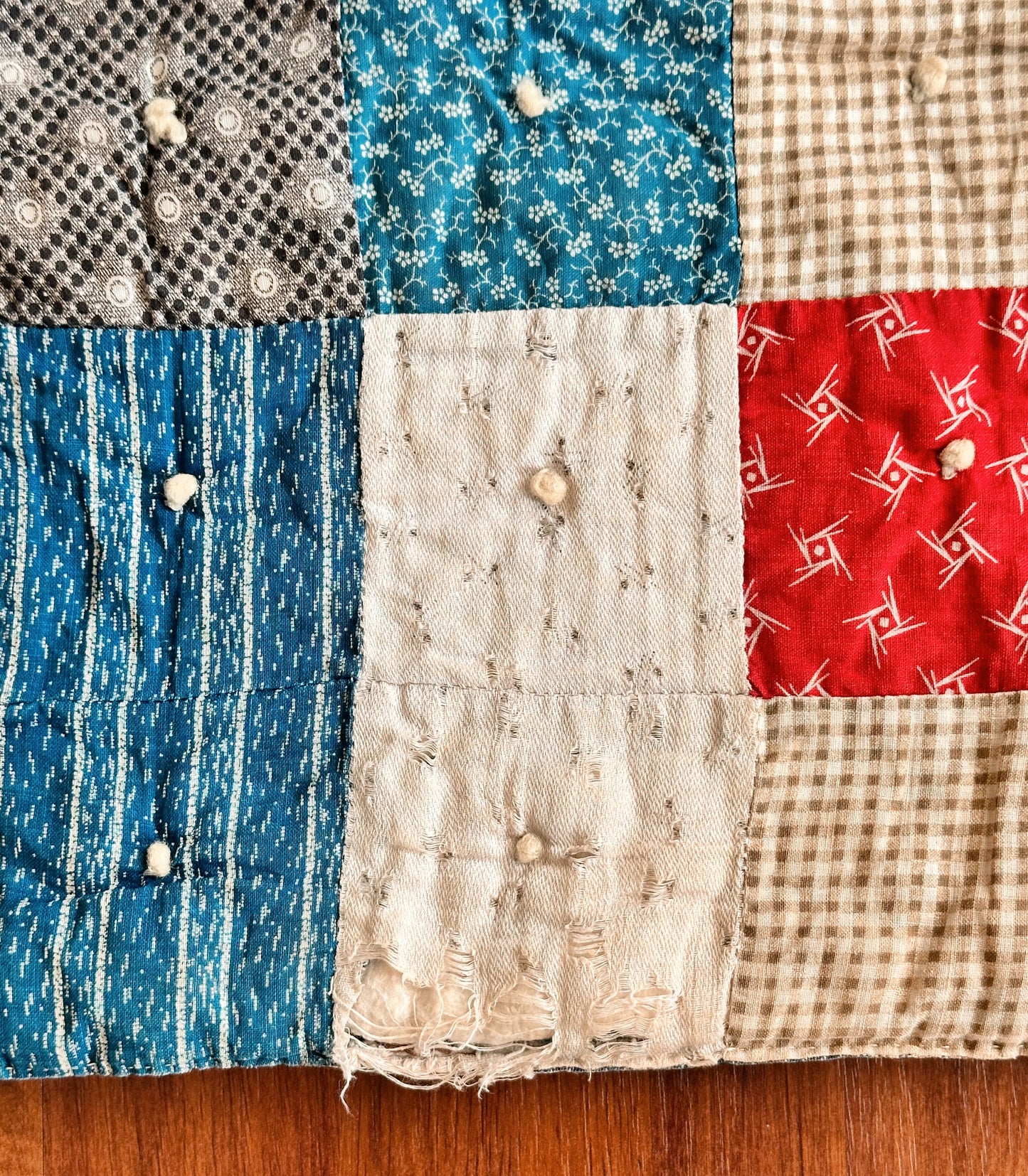 Vintage Hand-Tied Scrap Patchwork Quilt