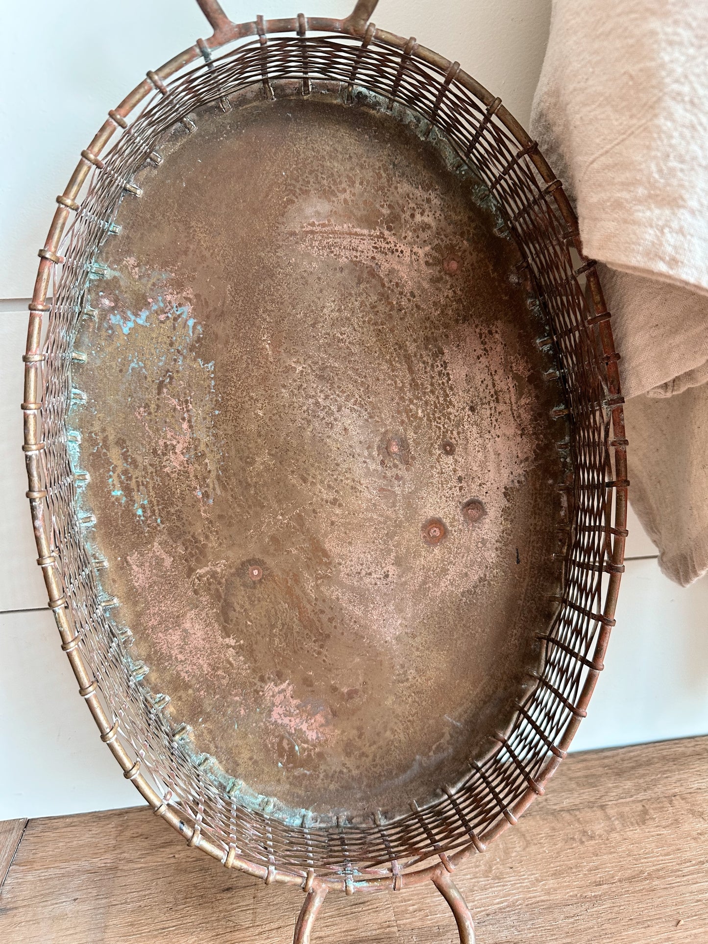 Vintage Woven Brass Tray