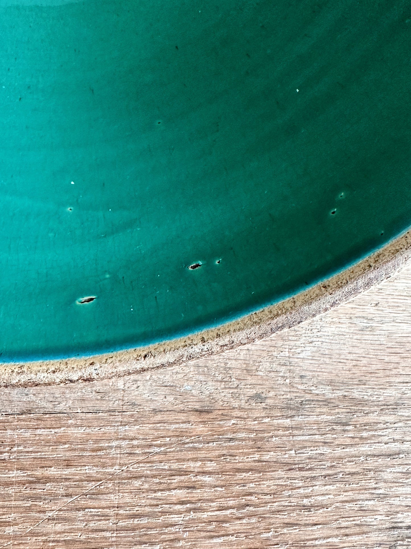 Big Beautiful Vintage Green Ribbed Stoneware Bowl