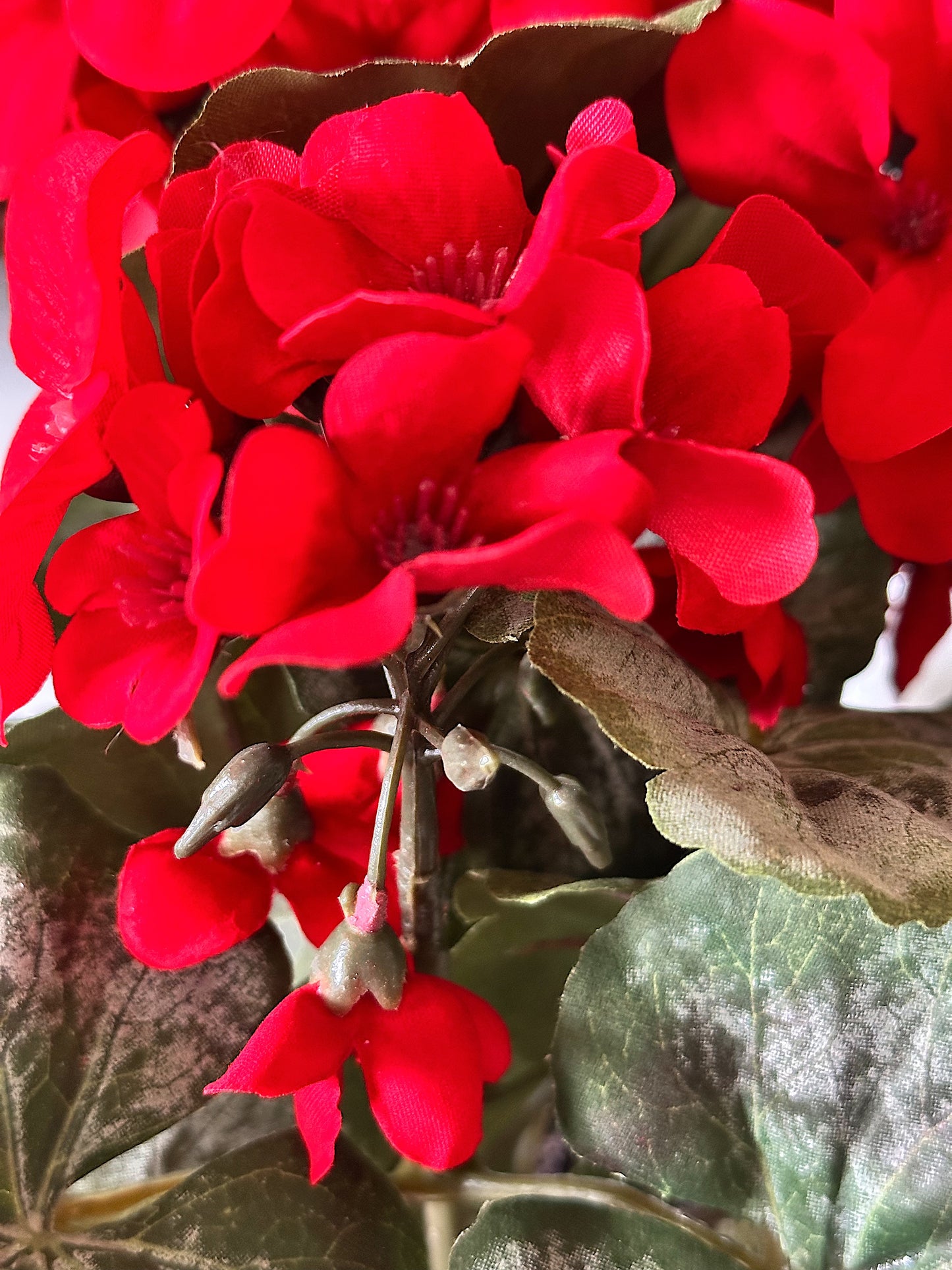 Potted Faux Red Geraniums