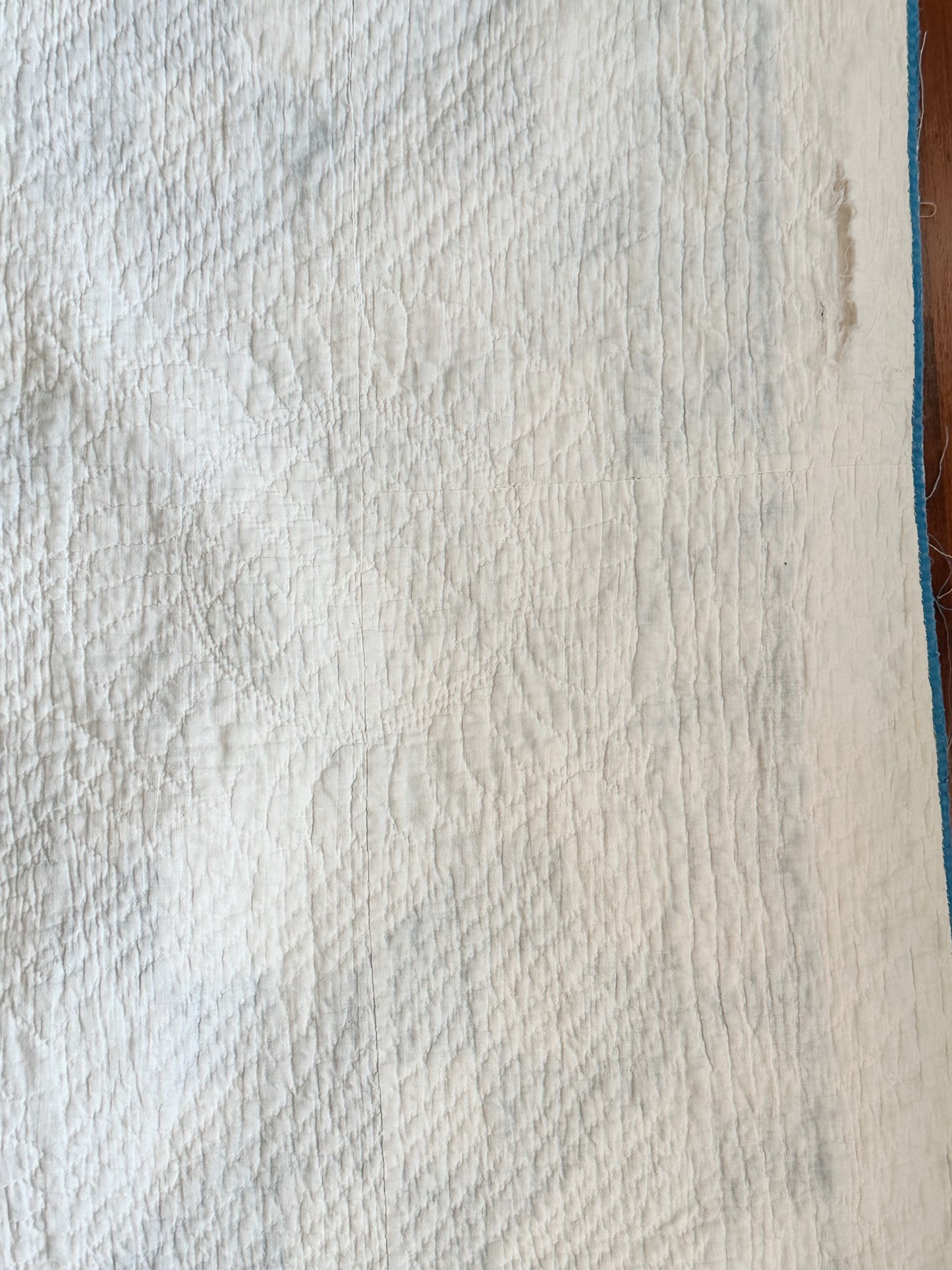 Antique Blue & White Roman Stripe Quilt, Hand Pieced & Hand Quilted