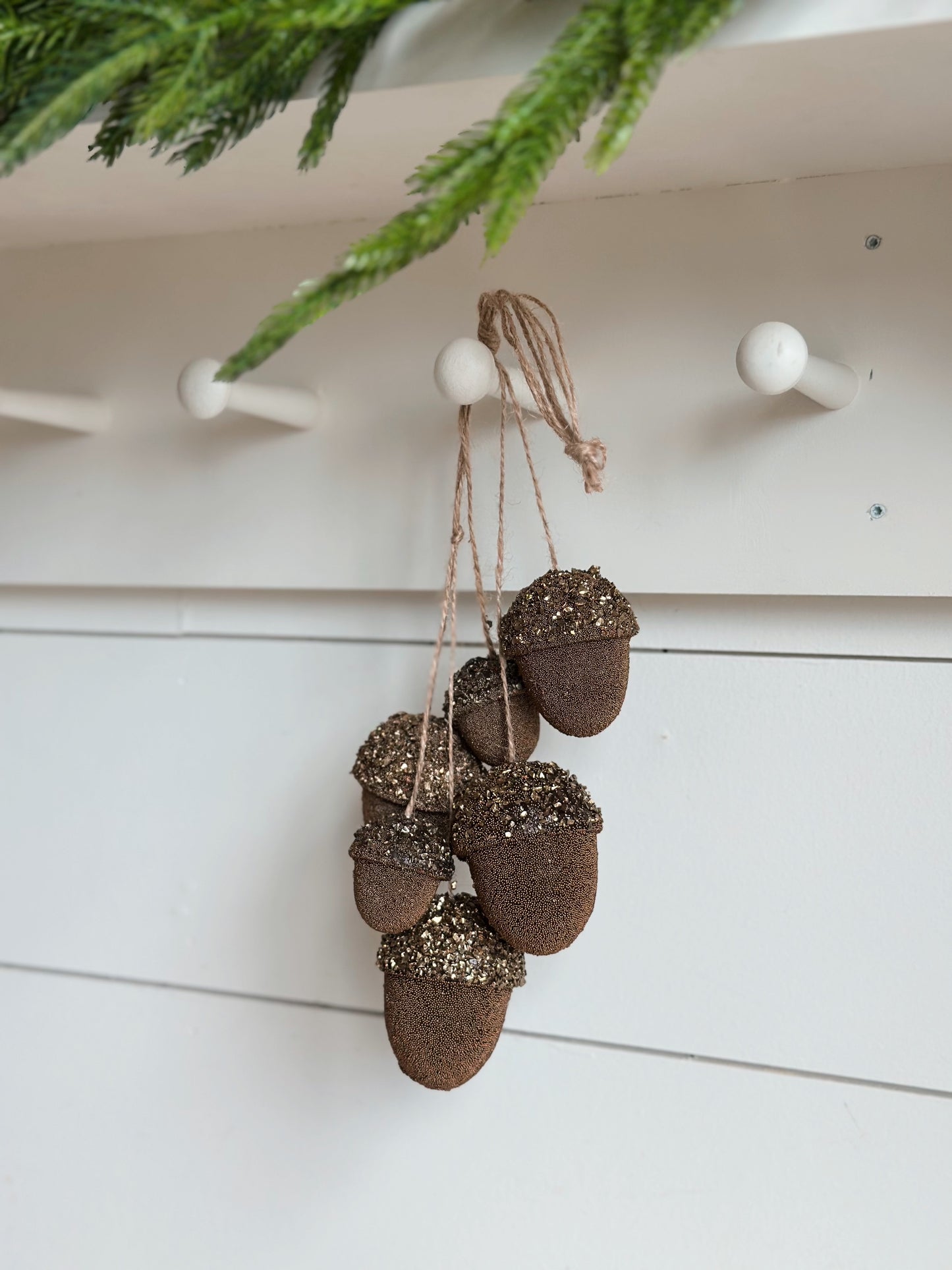 Beaded Glitter Acorn Ornament Cluster