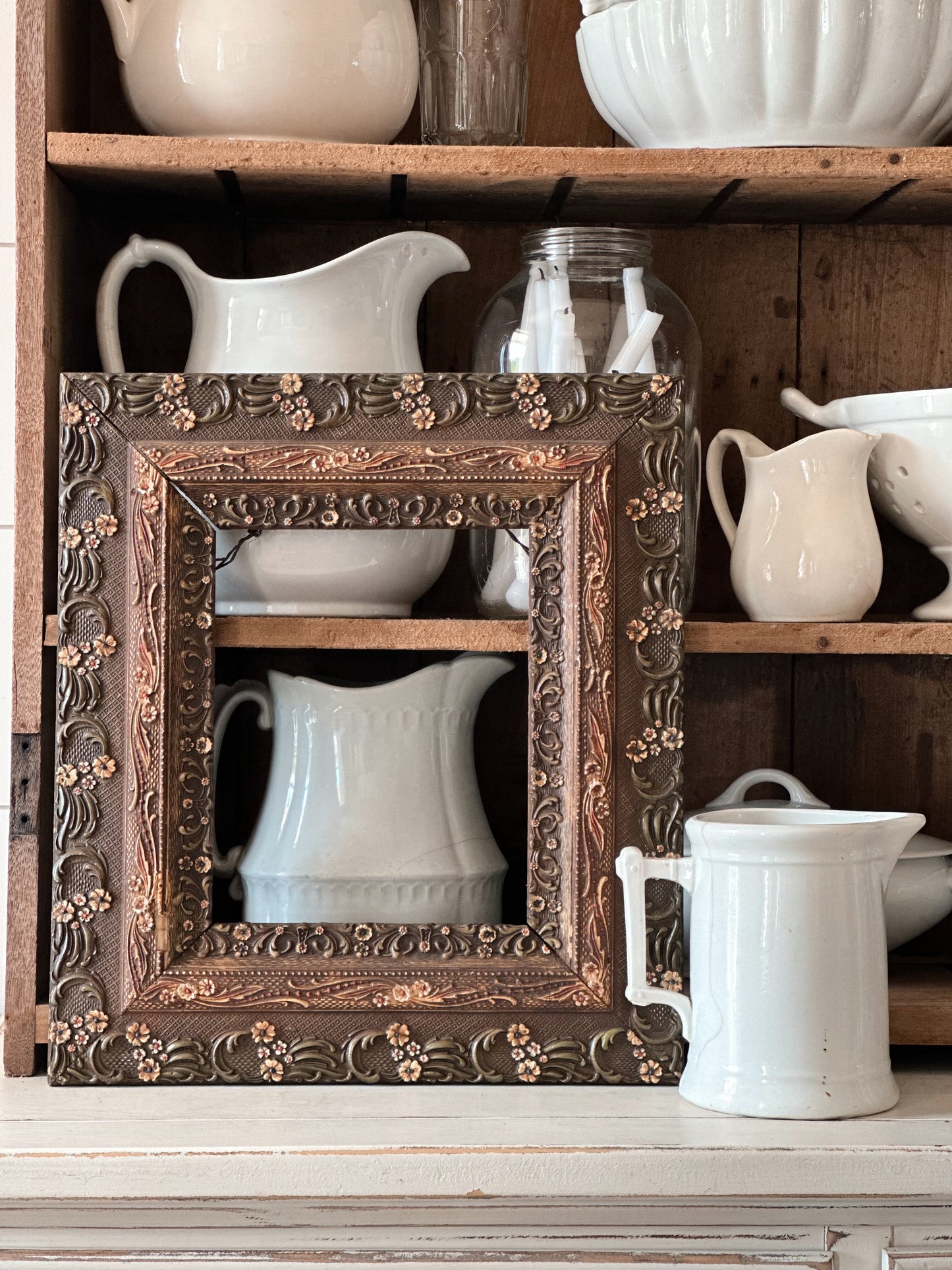 Vintage Floral Wood Frame