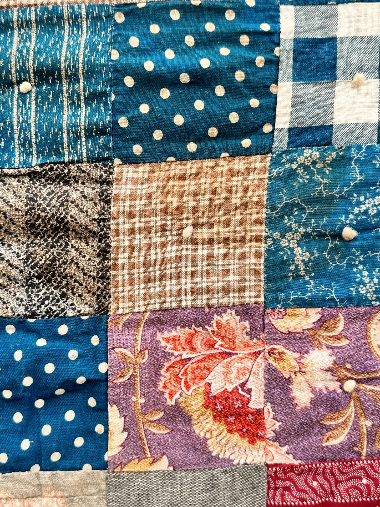Vintage Hand-Tied Scrap Patchwork Quilt