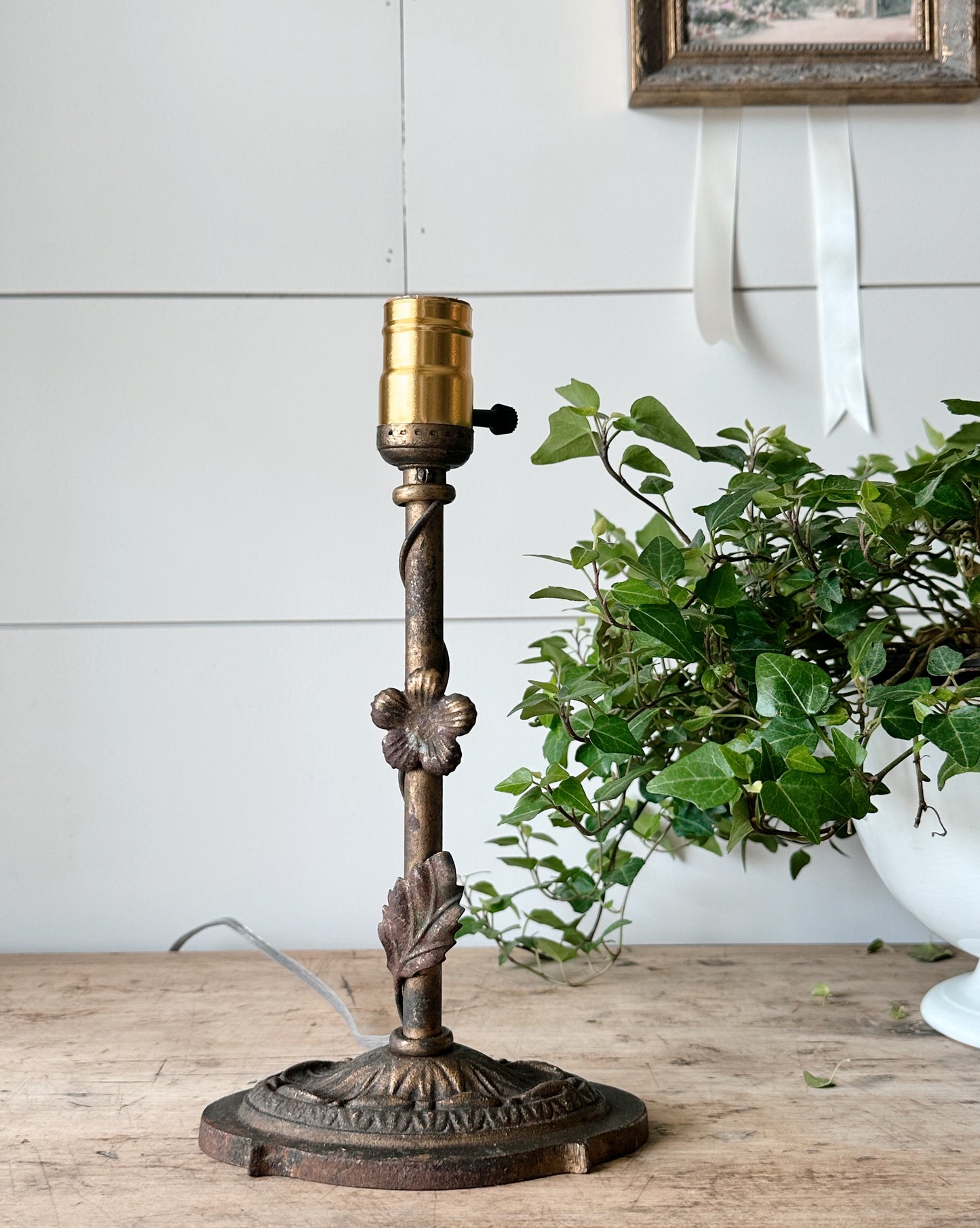 Vintage Iron Floral Lamp