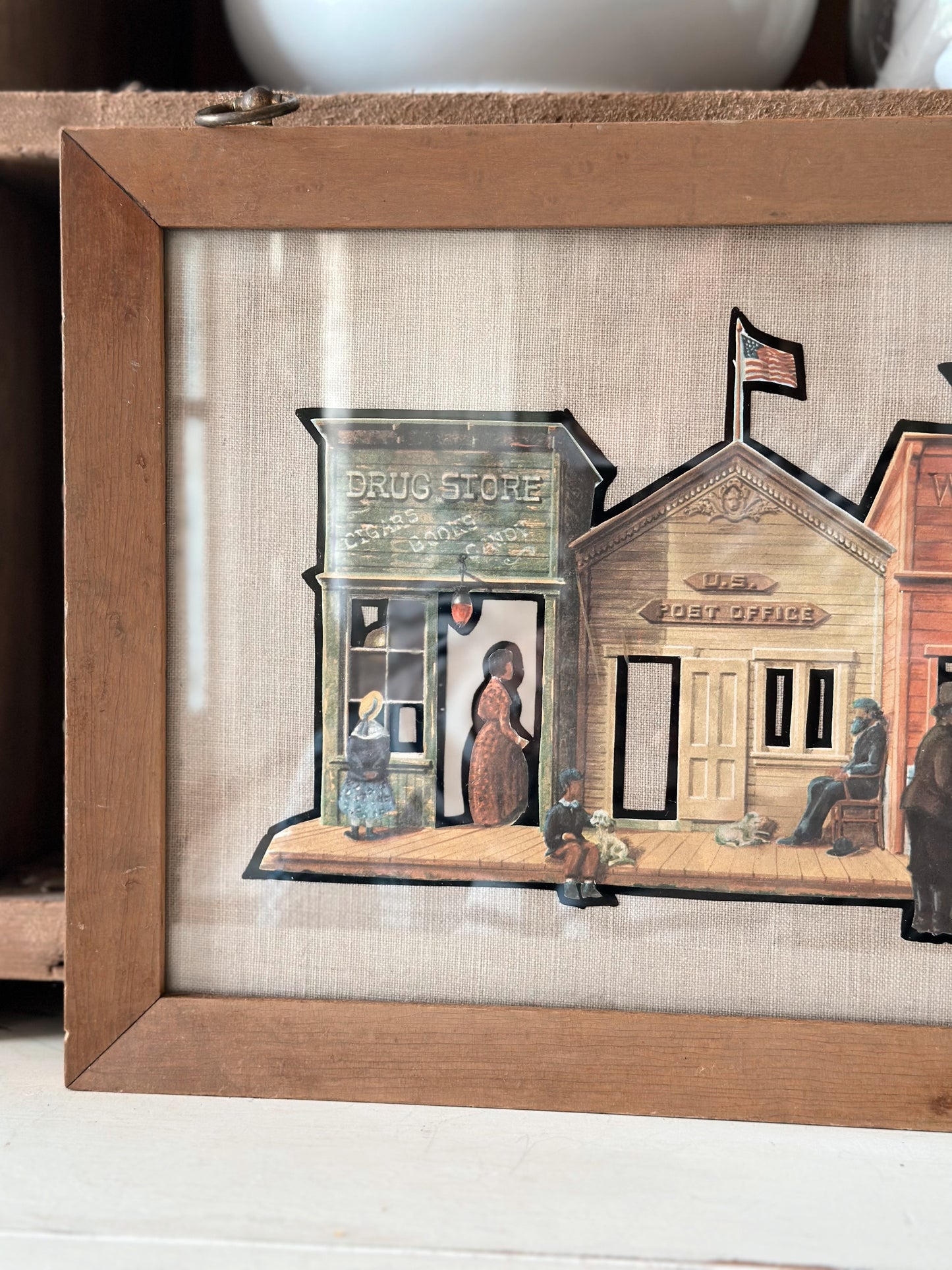 Vintage Framed Drug Store & Wells Fargo Cut Out