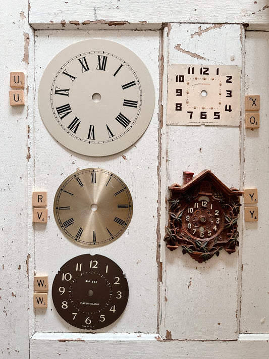 Vintage Metal Clock Faces, Small