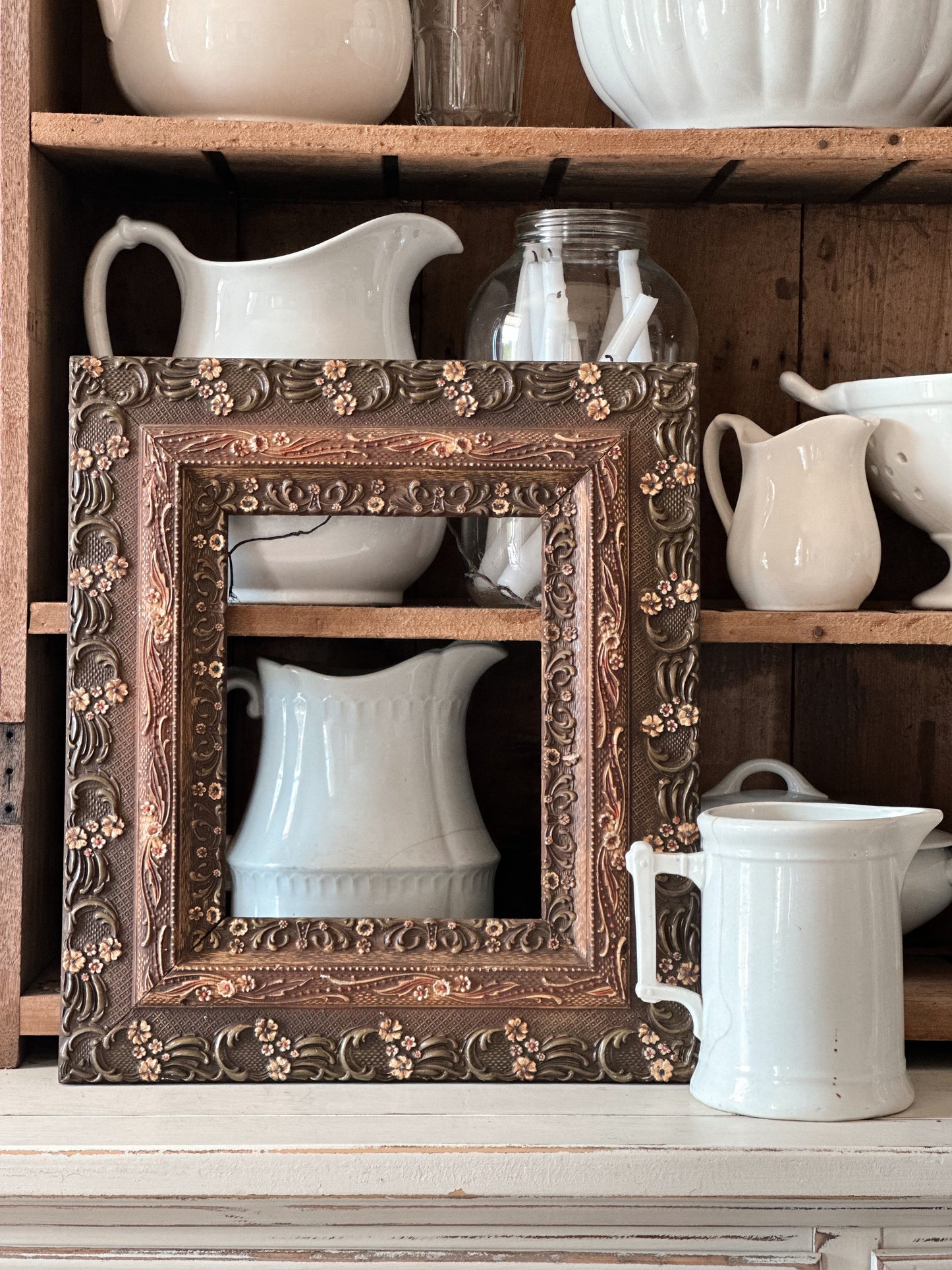 Vintage Floral Wood Frame