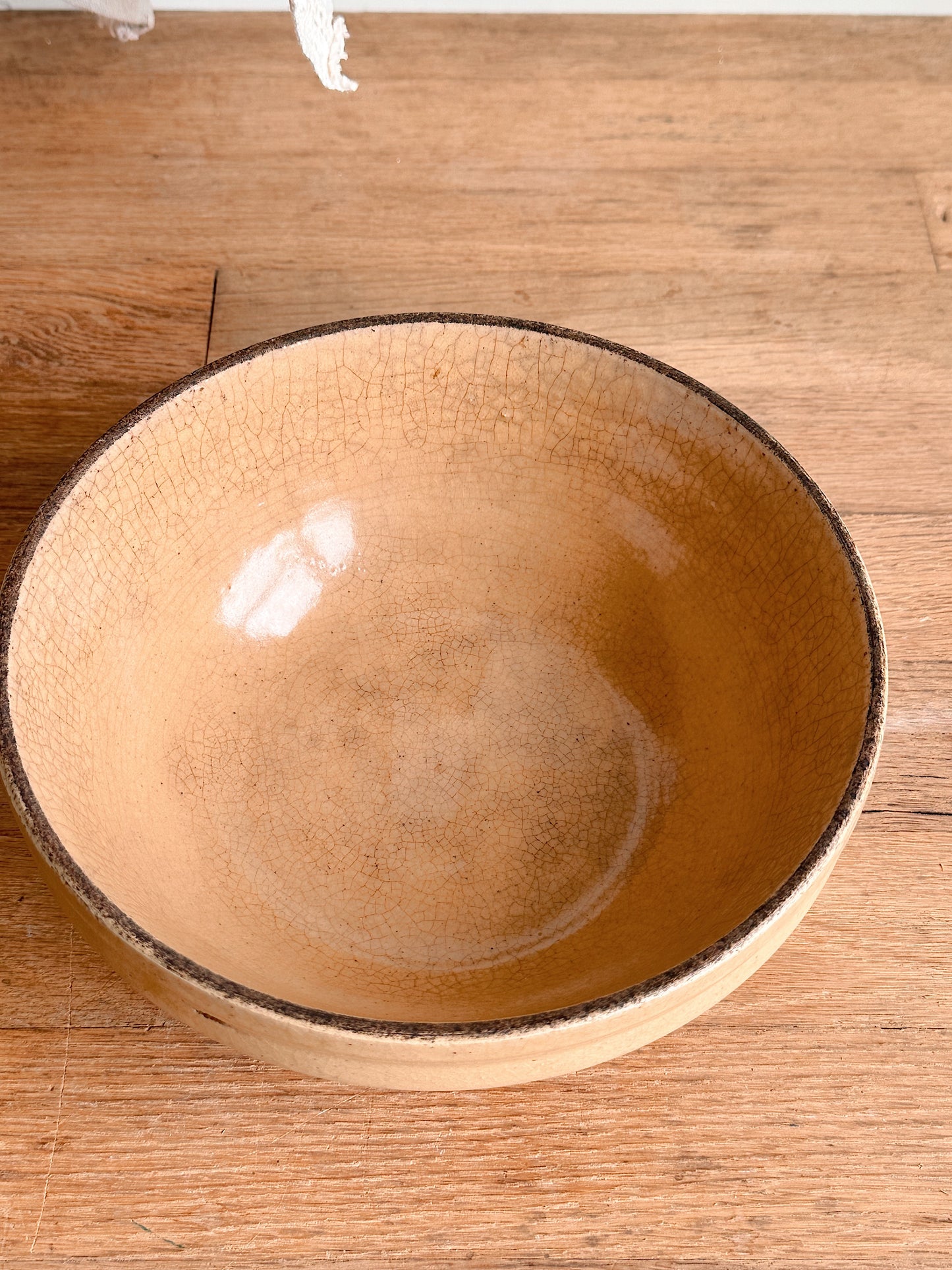 Vintage Banded Stoneware Covered Casserole