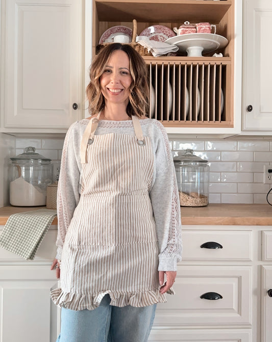 Ruffle Pin Stripe Apron