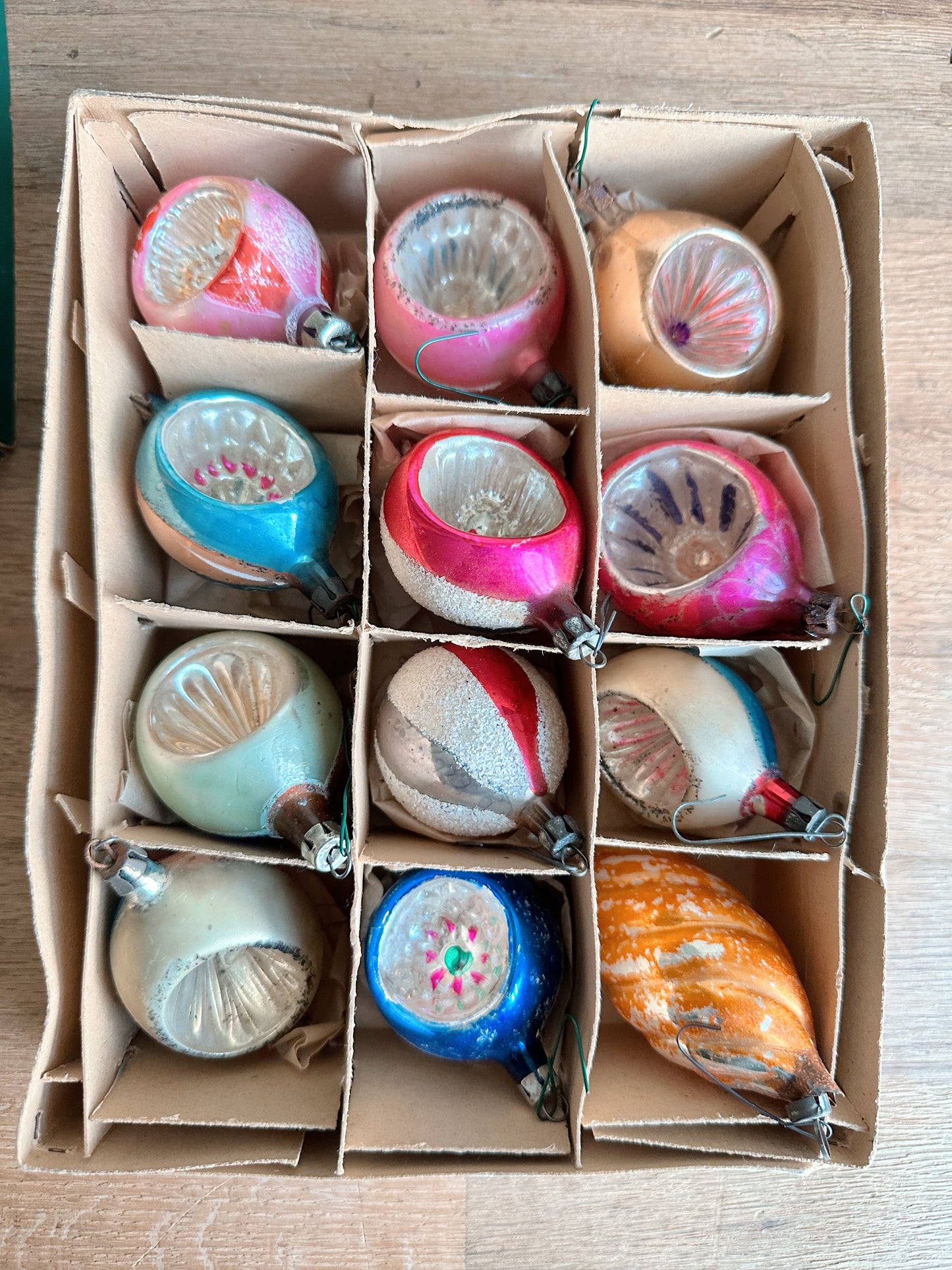 Box of Vintage Polish Fantasia Glass Ornaments
