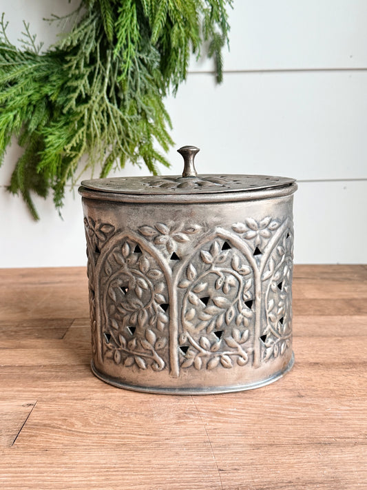 Vintage Cut Tin Canister
