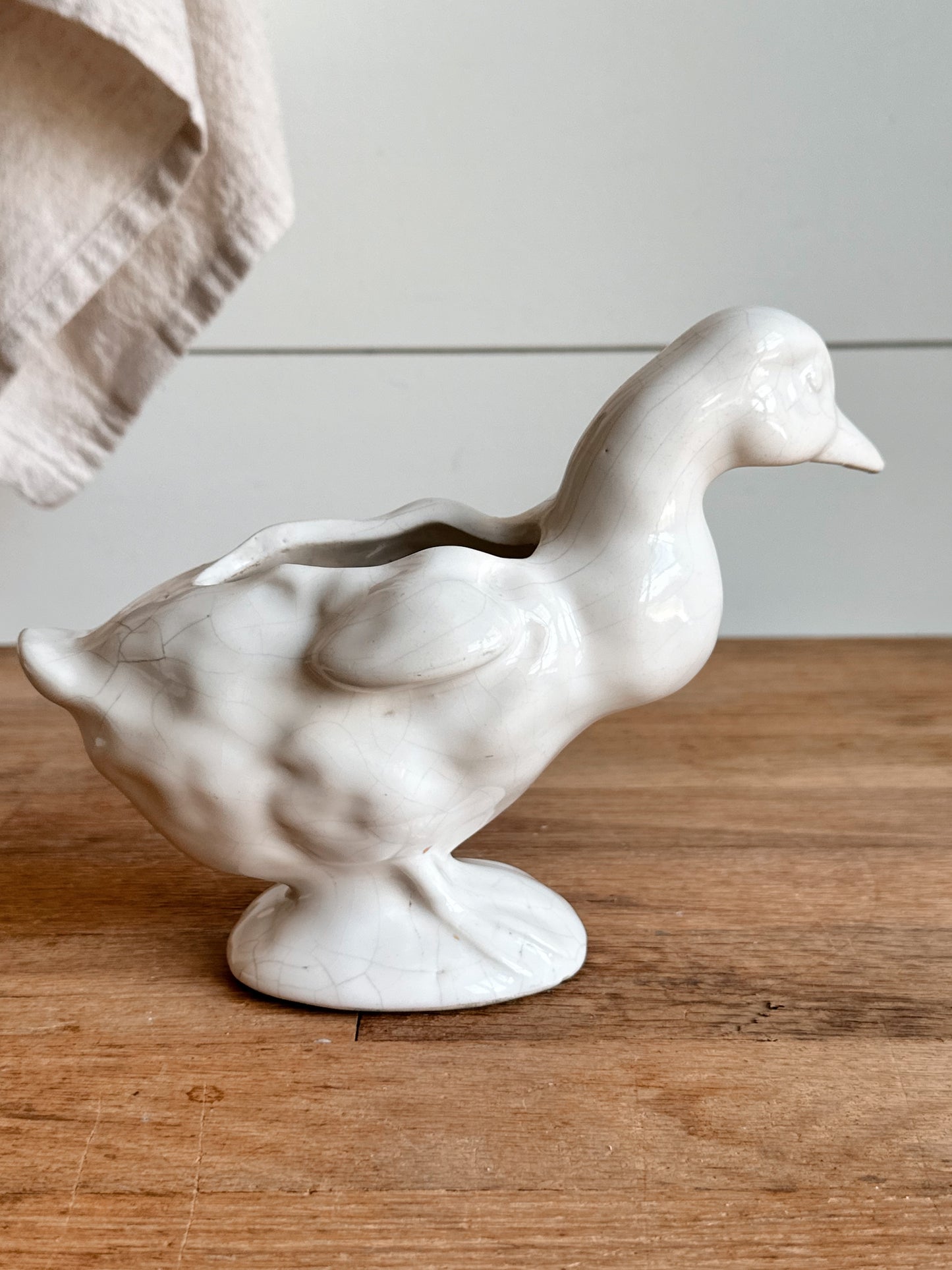 Vintage Crackled Duck Planter