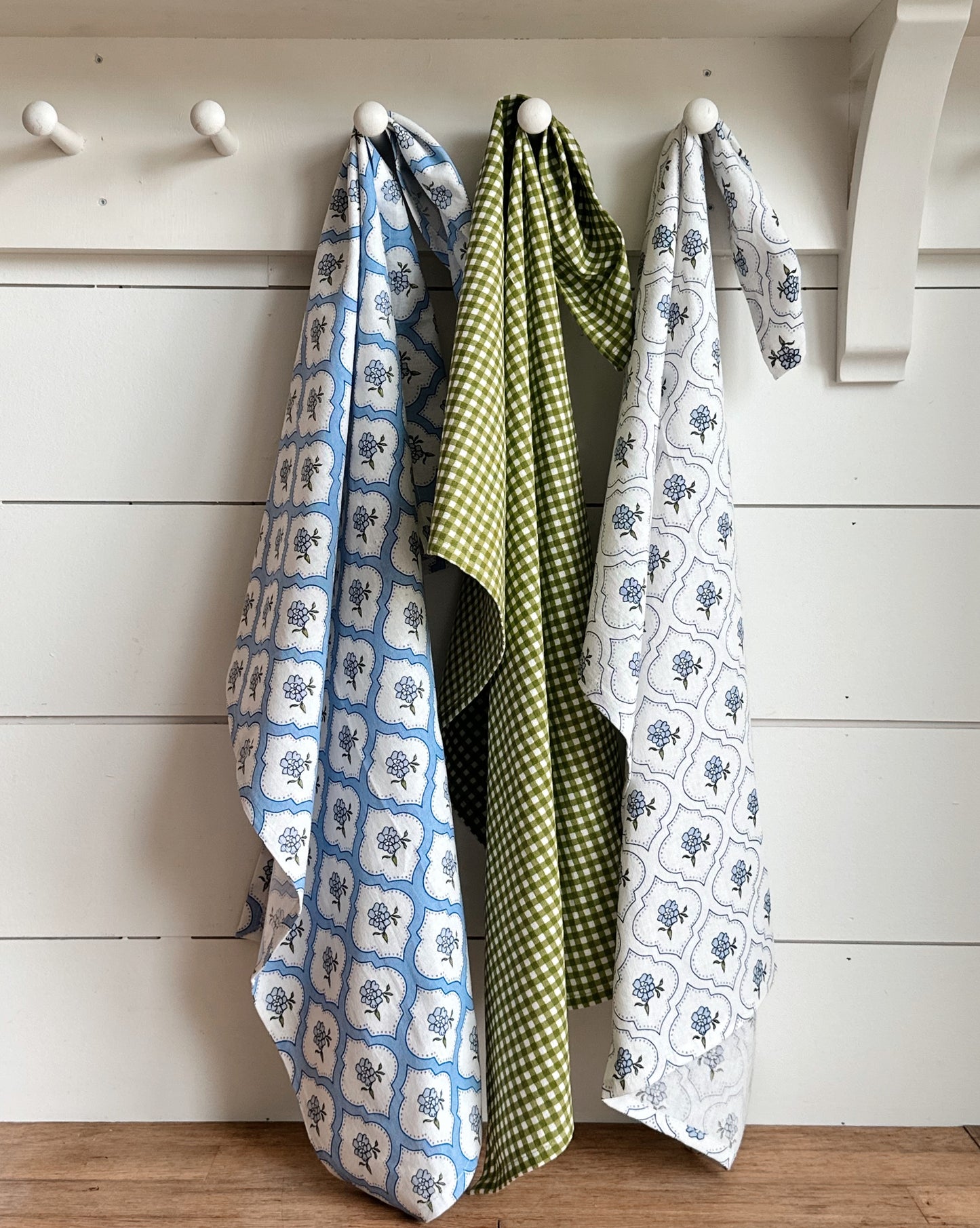 Set of Three Mixed Print Flour Sack Tea Towels