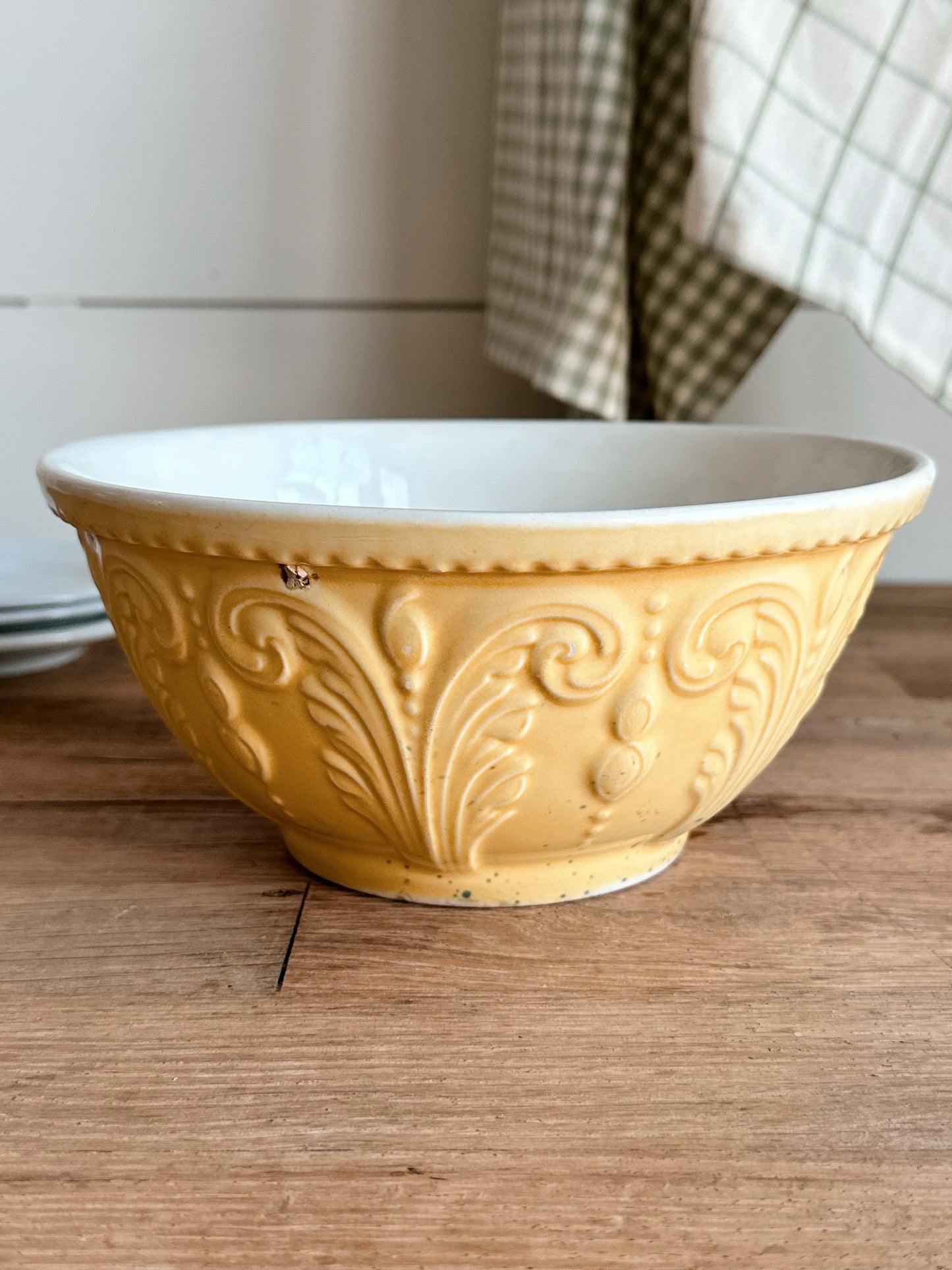 Vintage Yellow Stoneware Bowl