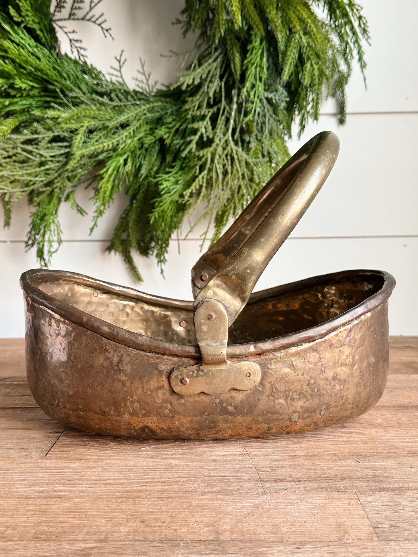 Vintage Hammered Brass Basket