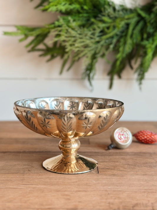 Antiqued Glass Compote