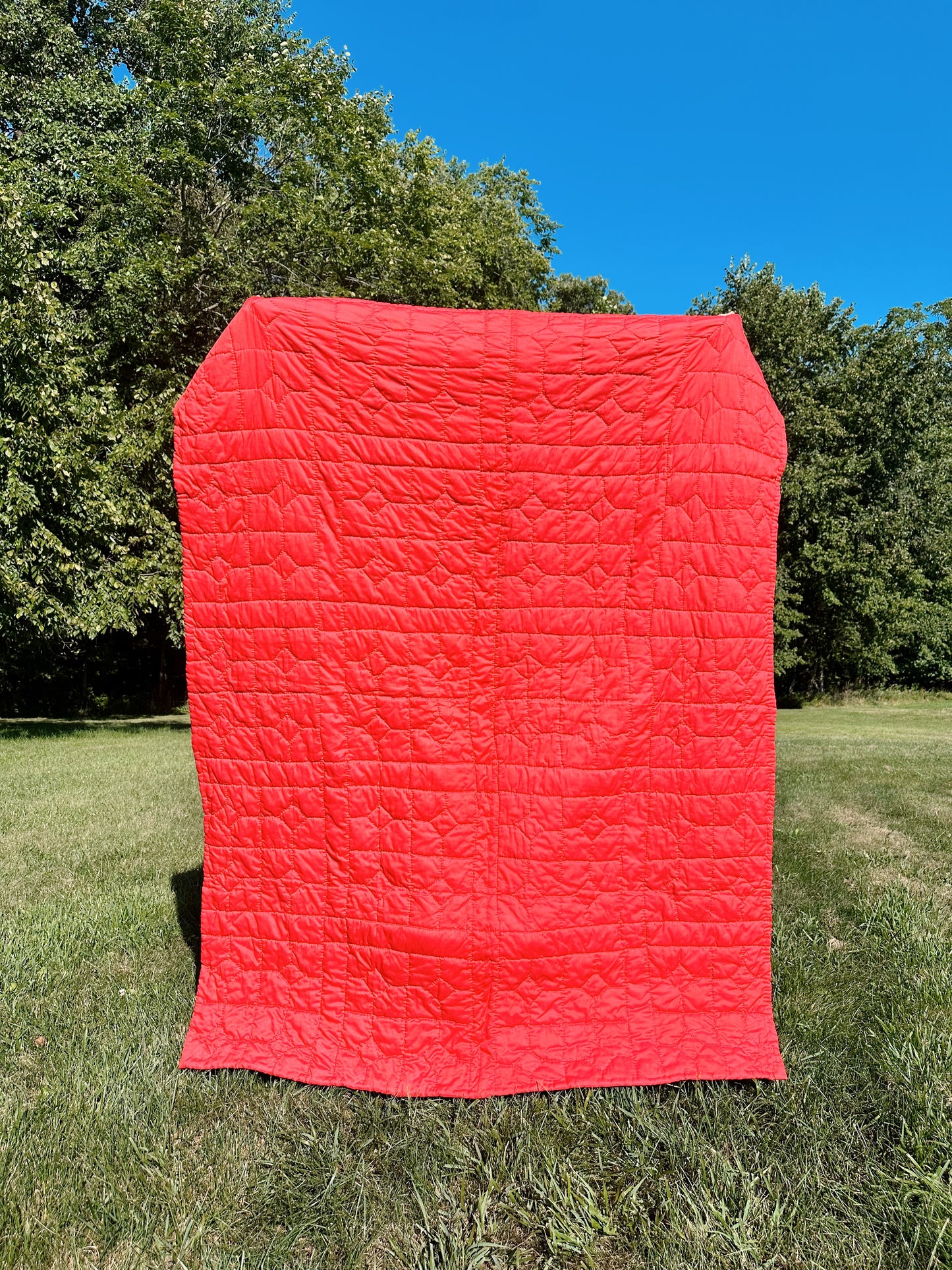 Hand Quilted Scrappy Cotton Quilt, Snowball & Bow Tie Variation