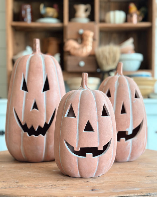 Terracotta Happy Jack-o-Lanterns