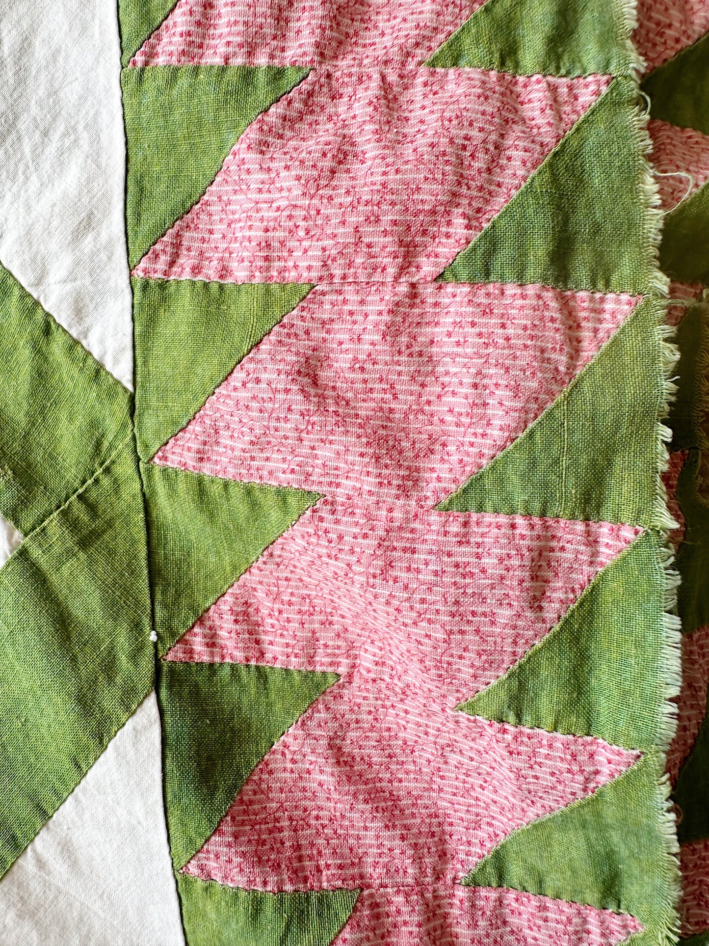 Vintage Hand Appliqué Flower Trellis Quilt Top